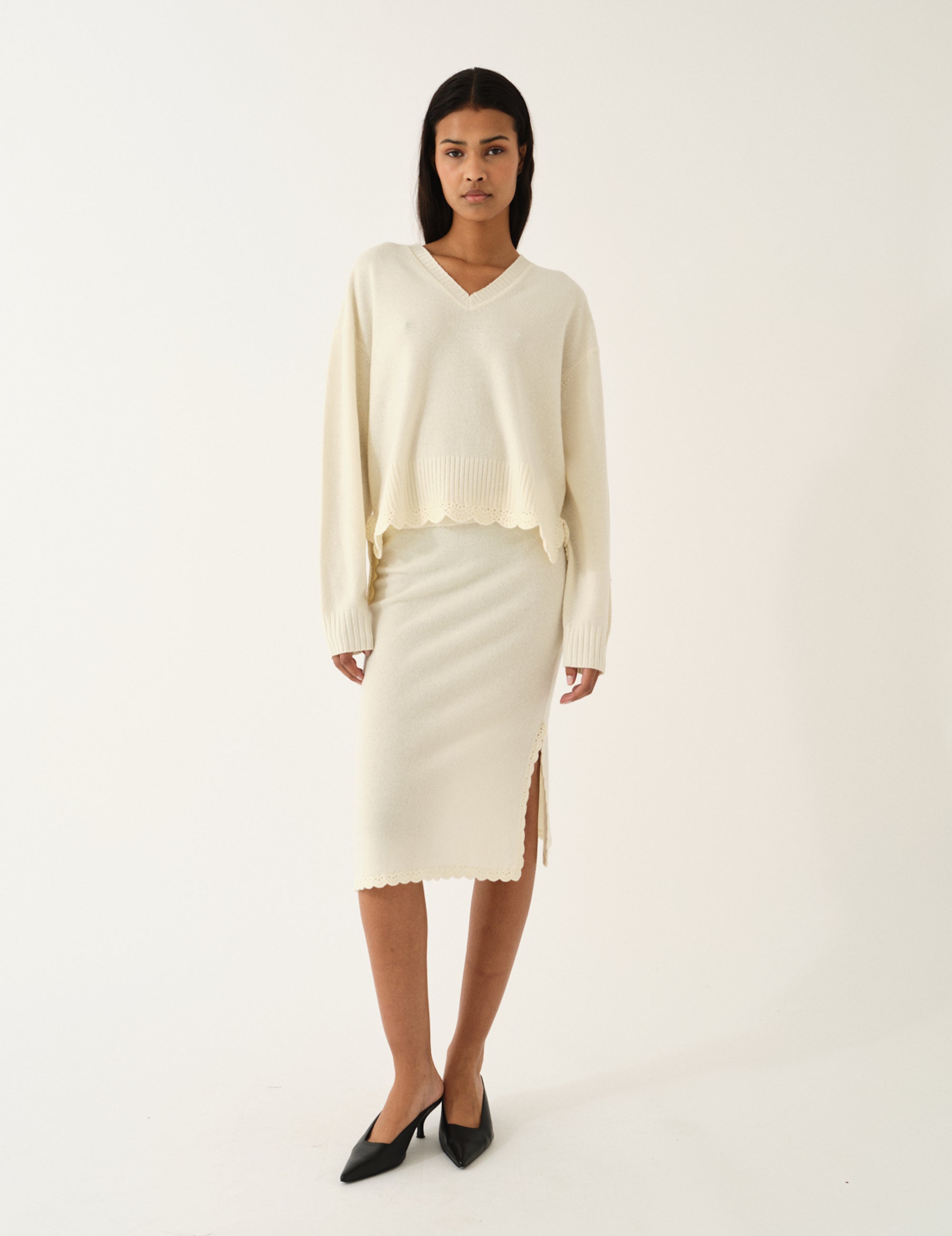 Como Crochet Slip Skirt Cream