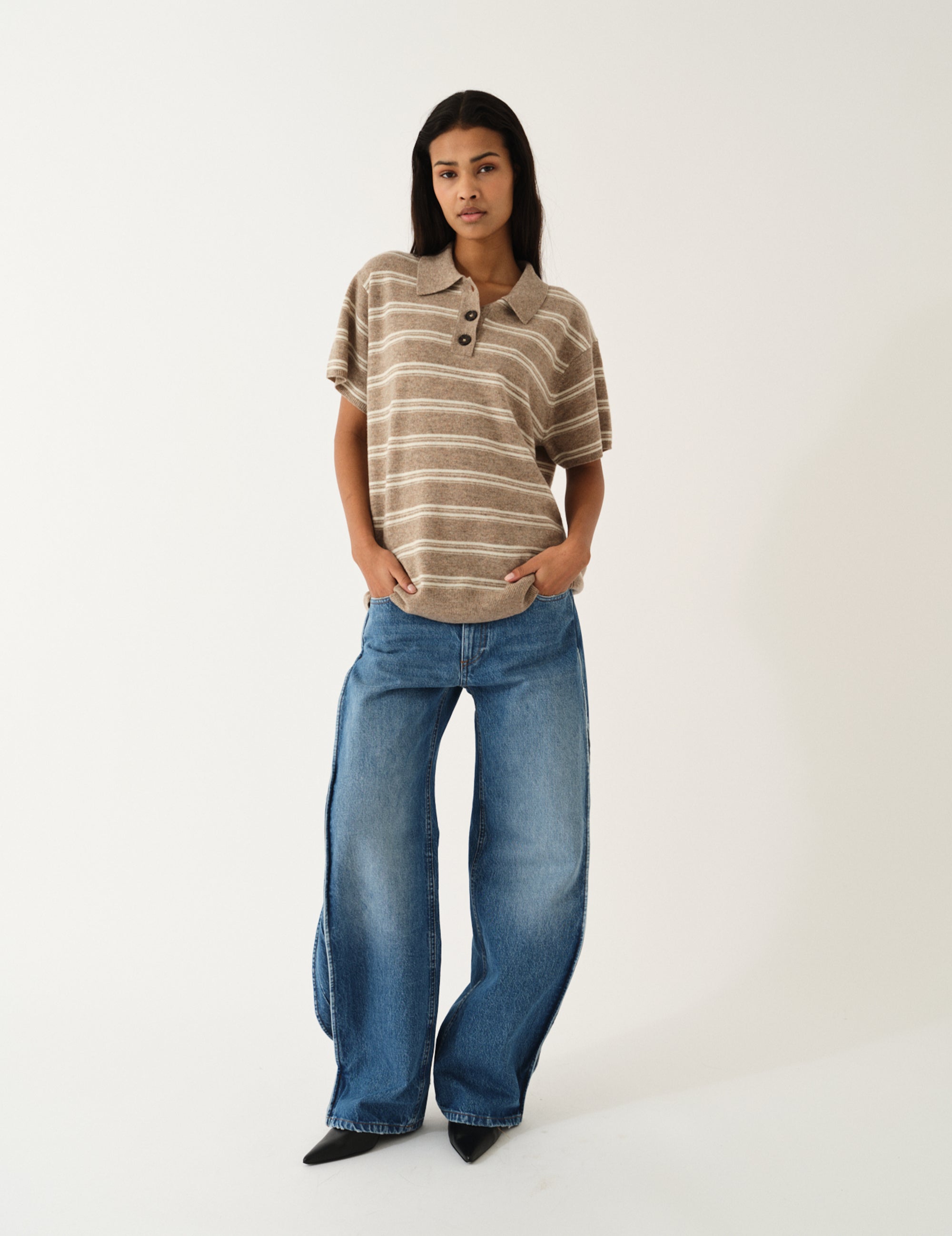 Como Dads Polo N Beige melange/cream stripe