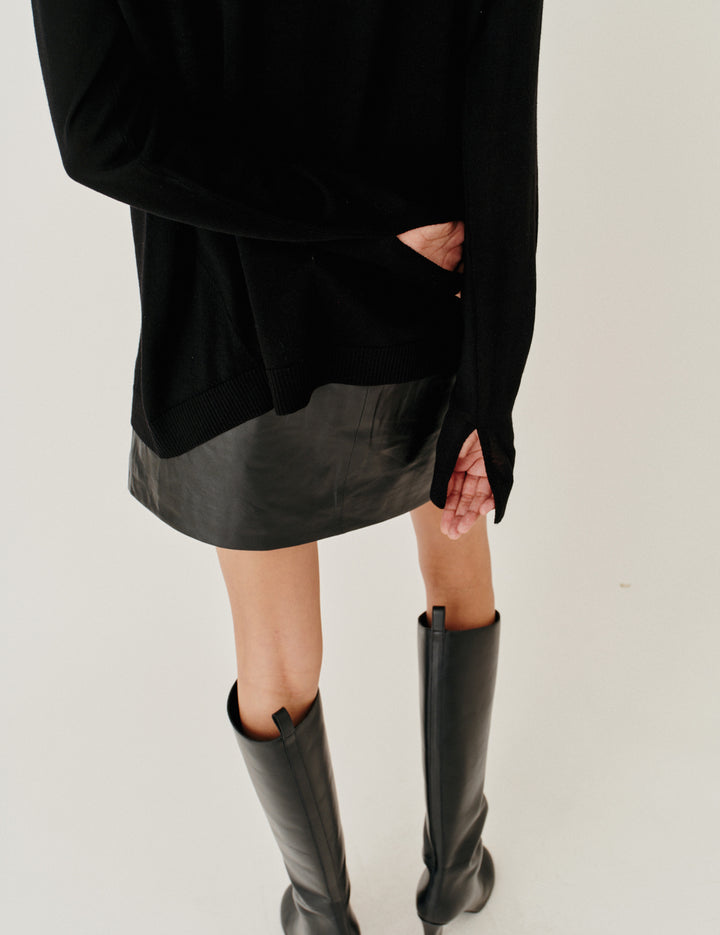 Soho Mini Button Skirt Black 4 / Black