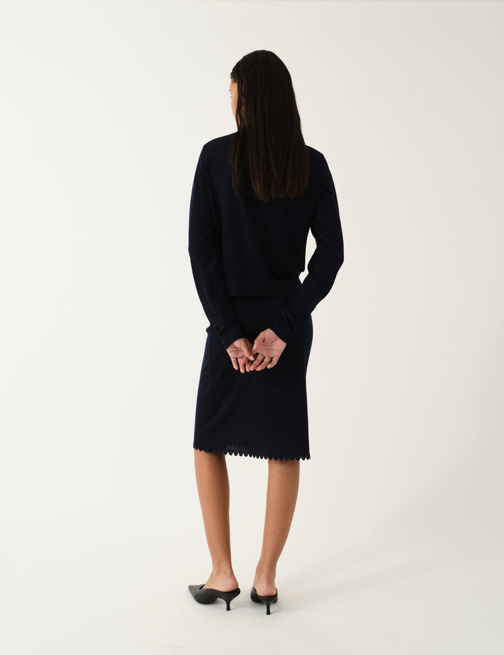 Bergen Scallop Slip Skirt Navy 4 / Navy