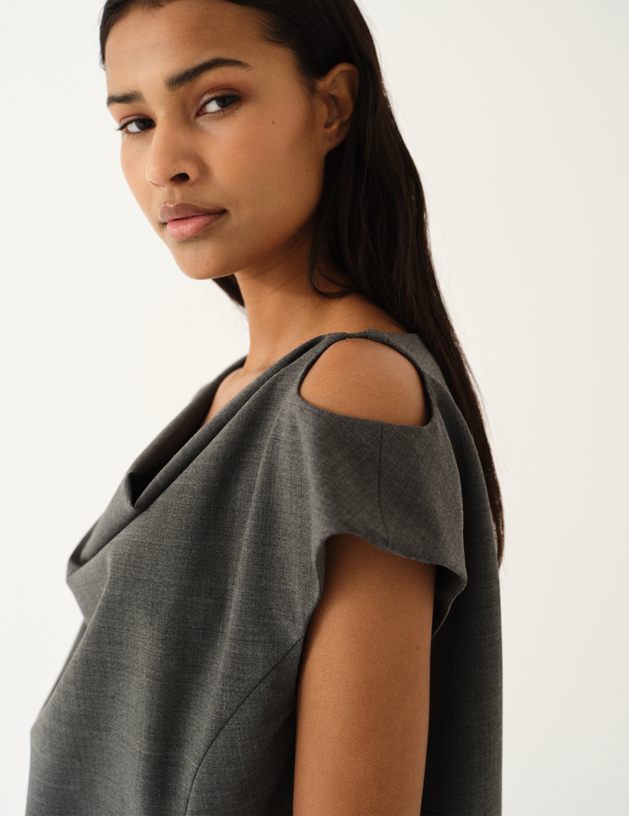 Grand Drape Top Grey Melange 4 / Grey Melange
