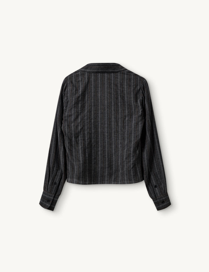 Cheval Shirt Grey melange/brown stripe 4 / Grey melange/brown stripe