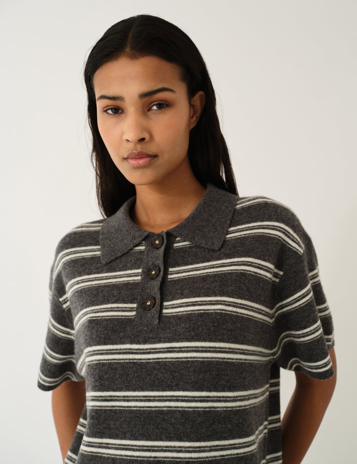 Como Dads Polo N Grey melange/cream stripe 4 / Grey melange/cream stripe