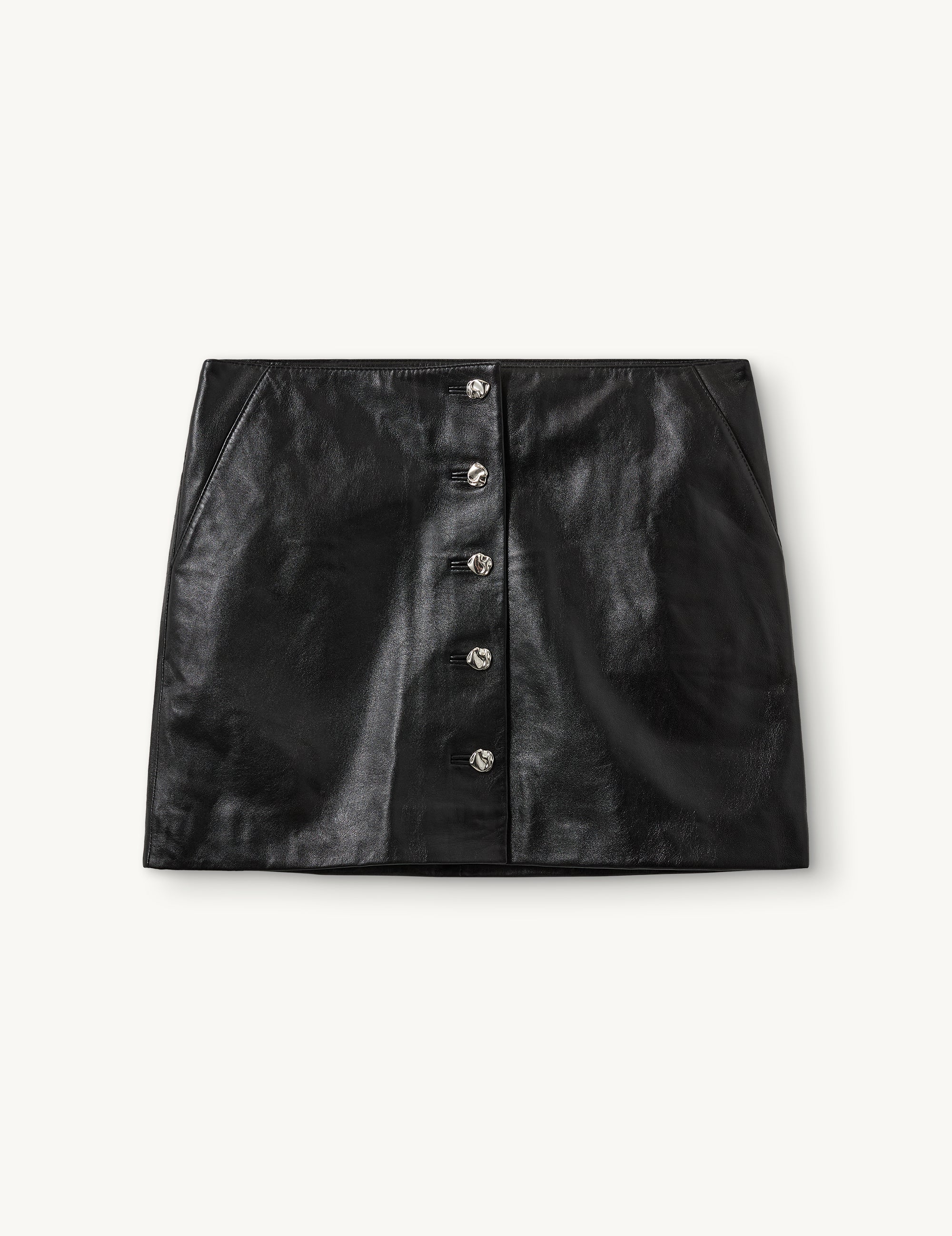 Soho Mini Button Skirt Black